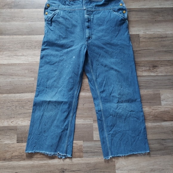 Cropped Raw Hem Liberty Bib Overalls Size 40 - Picture 5 of 16